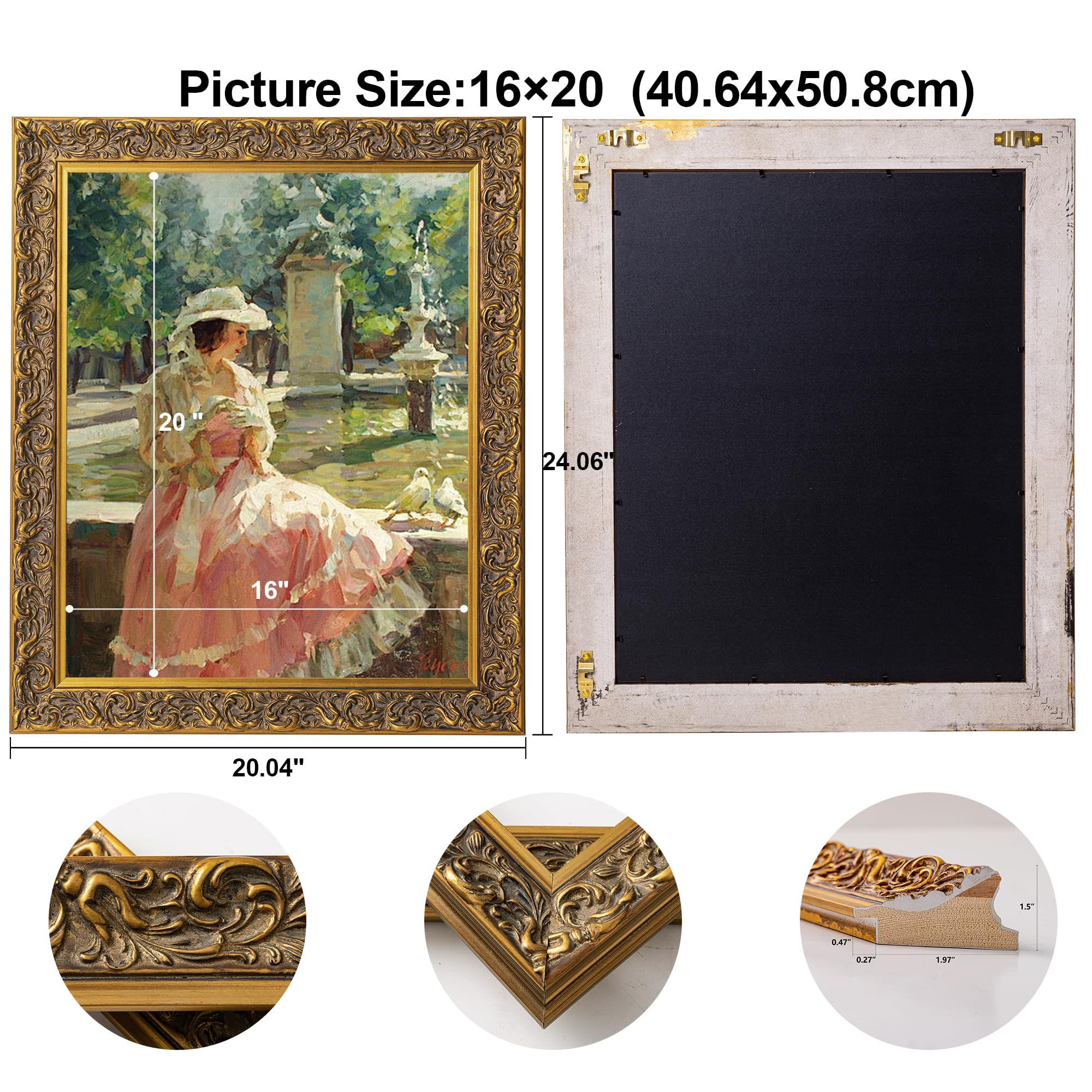 Amazon.co.jp: ArtXO 16x20 写真フレーム ゴールド スクロール 幅2.25